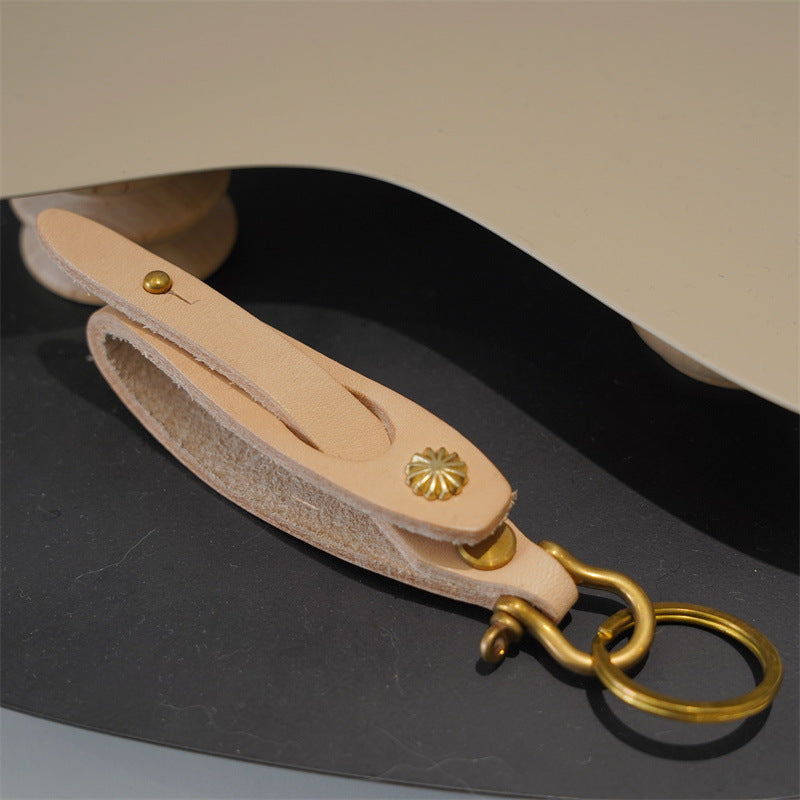 Wholesale Simple First Layer Cowhide Keychain